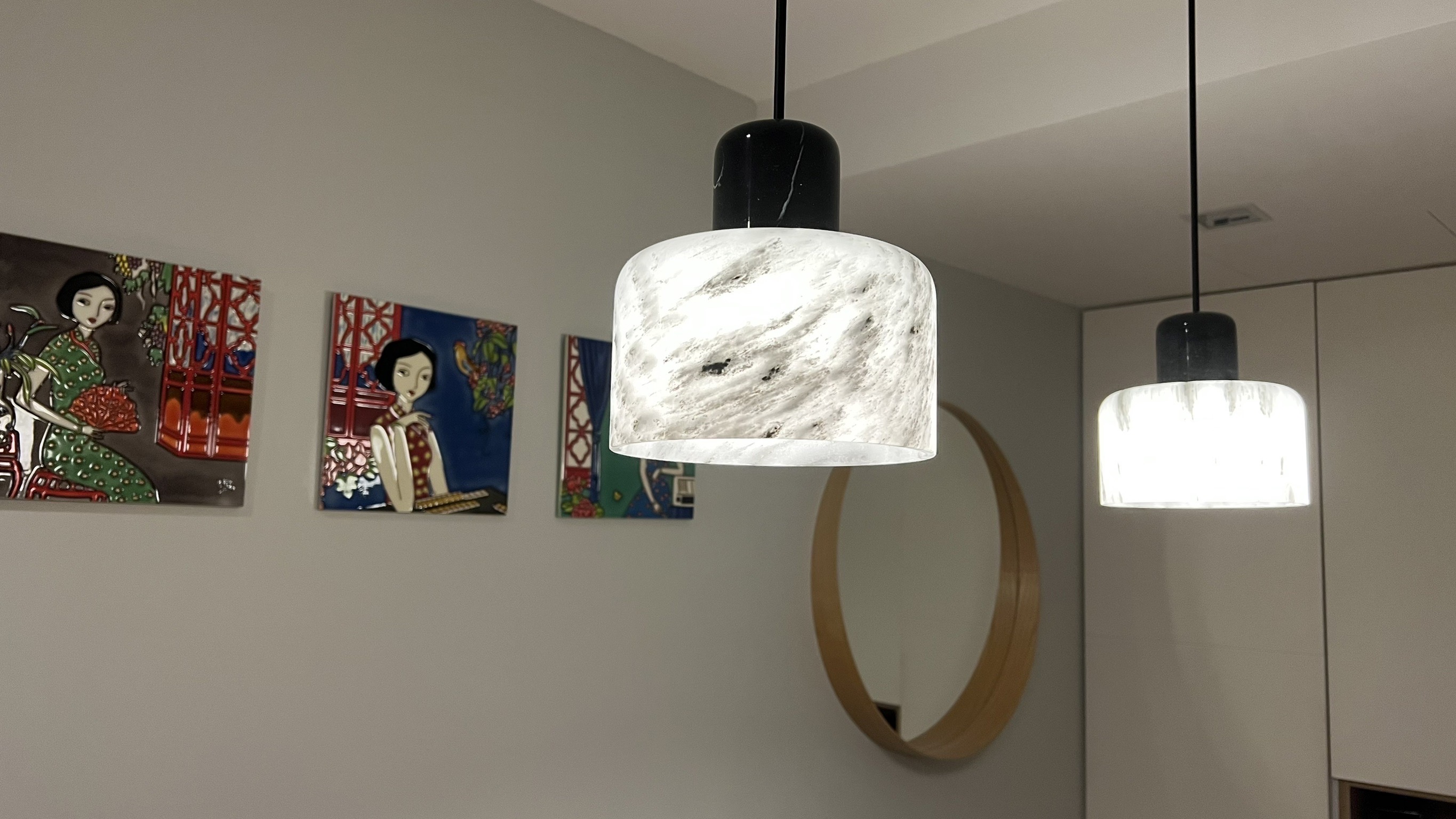 Dual Mineral Pendants with Nero Canopy